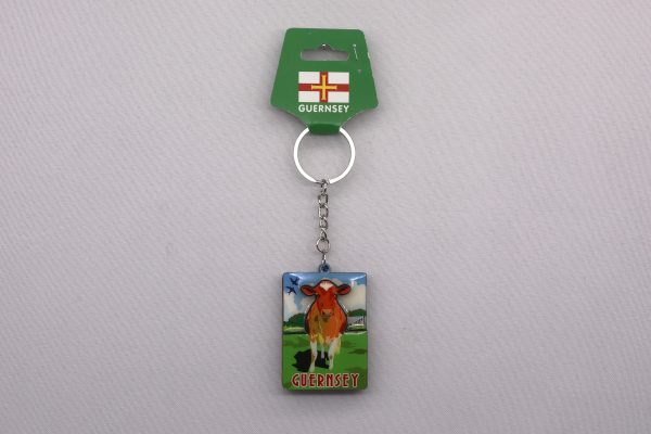 KEYRING EPOXY GUERNSEY COW FOB