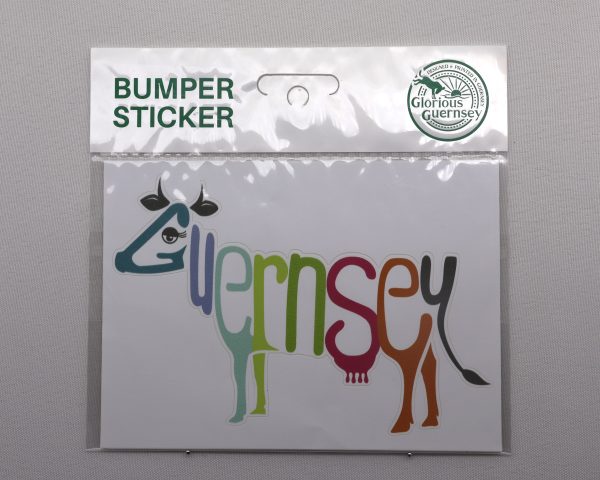 STICKER COW WORD MULTI (DIE CUT)  Made in Guernsey