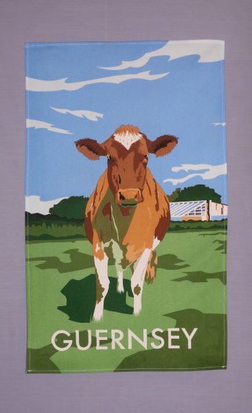 TEATOWEL GUERNSEY ART COW