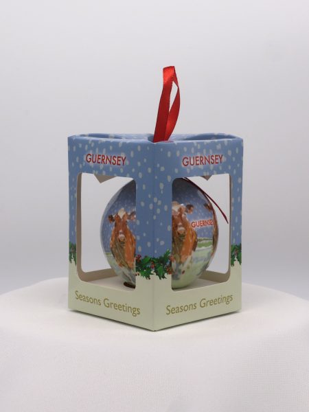 BAUBLE BOXED COW IN SNOW